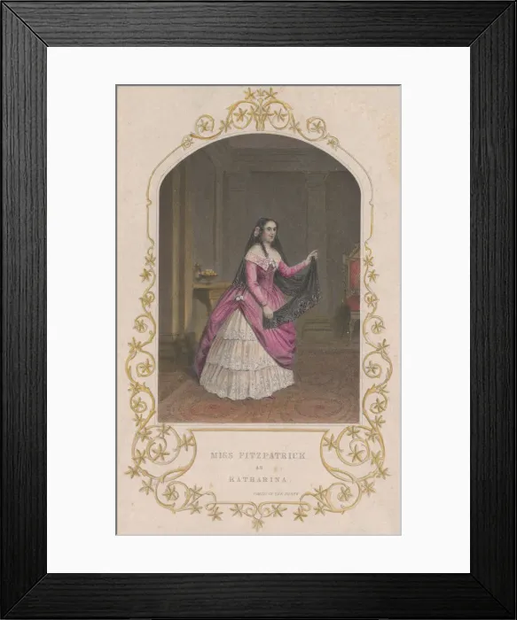 Framed Print : Miss Fitzpatrick as Katharina (Taming of the Shrew), 1851. 1851 Framed Print : Miss Fitzpatrick as Katharina (Taming of the Shrew), 1851. 1851