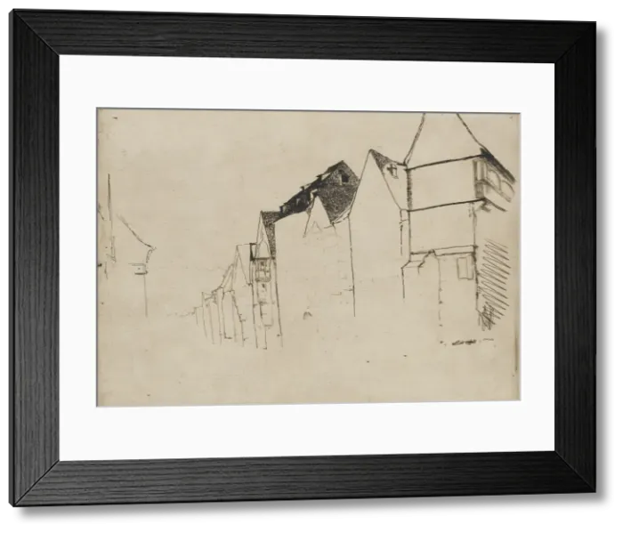 Framed Print : Sketch of Houses, 1858. Creator: James Abbott McNeill Whistler Framed Print : Sketch of Houses, 1858. Creator: James Abbott McNeill Whistler