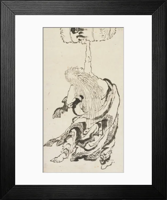 Framed Print : Shojo Lifting a Sake Keg, Edo period, ca. 1840s. Creator: Hokusai Framed Print : Shojo Lifting a Sake Keg, Edo period, ca. 1840s. Creator: Hokusai