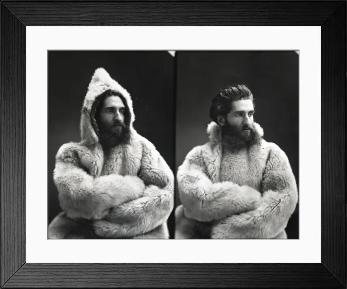 Framed Print : Portraits of Emil Bessels in fur parka, 1880. Creator: United States National Museum Framed Print : Portraits of Emil Bessels in fur parka, 1880. Creator: United States National Museum