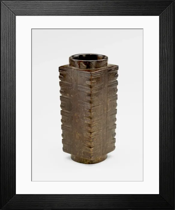 Framed Print : Six-tier tube (cong ?) with masks, probably recut, Late Neolithic period, ca Framed Print : Six-tier tube (cong ?) with masks, probably recut, Late Neolithic period, ca
