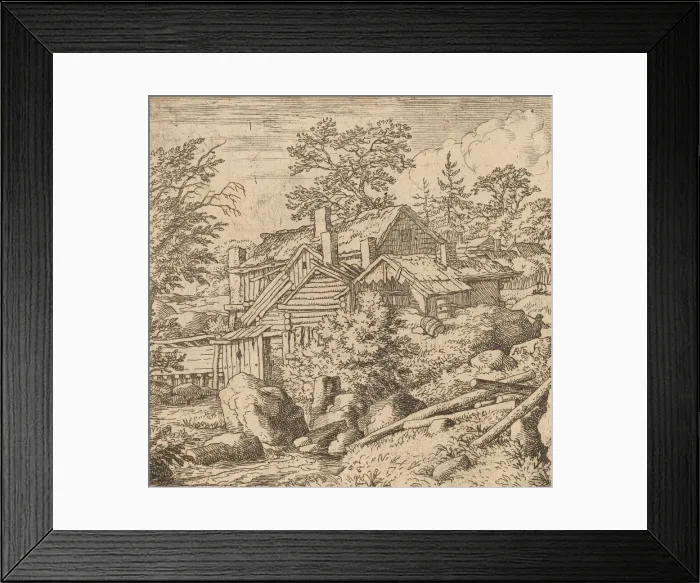 Framed Print : Hamlet on a Mountain Side, probably c. 1645 / 1656. Creator: Allart van Everdingen Framed Print : Hamlet on a Mountain Side, probably c. 1645 / 1656. Creator: Allart van Everdingen
