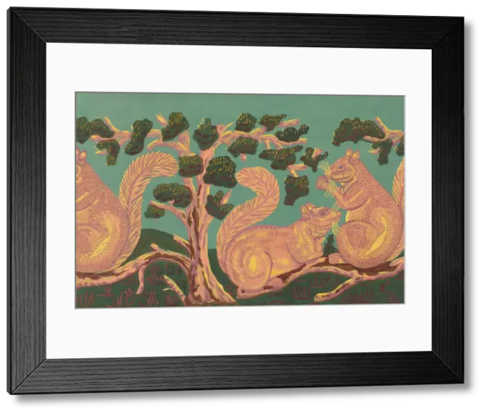 Framed Print : Bandbox Design - Squirrels, c. 1938. Creator: Isabella Ruth Doerfler Framed Print : Bandbox Design - Squirrels, c. 1938. Creator: Isabella Ruth Doerfler