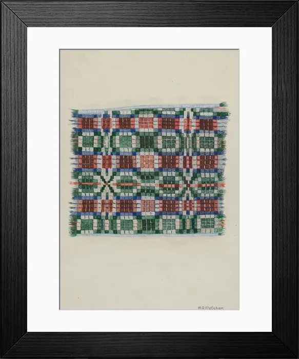Framed Print : Handwoven Coverlet, c. 1937. Creator: William O. Fletcher
