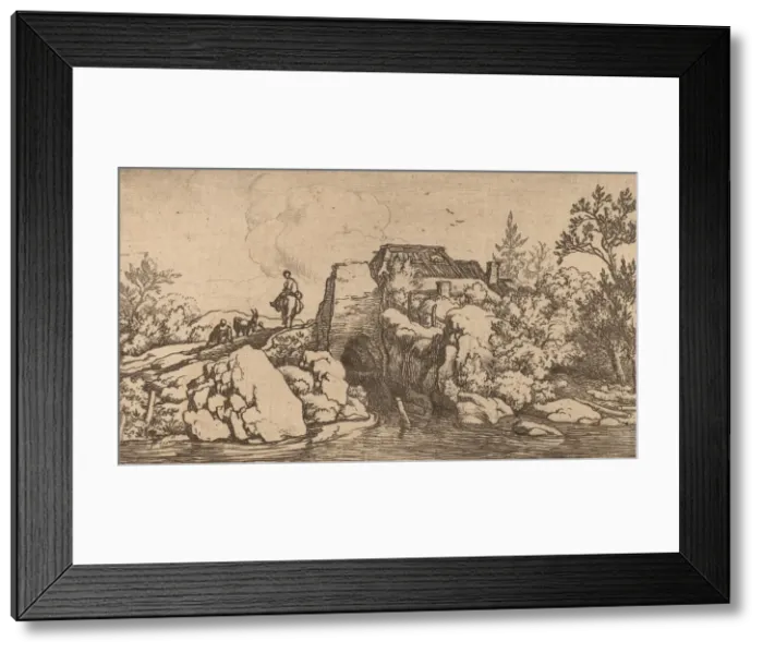 Framed Print : Horseman on a Stone Bridge, probably c. 1645 / 1656. Creator: Allart van Everdingen Framed Print : Horseman on a Stone Bridge, probably c. 1645 / 1656. Creator: Allart van Everdingen