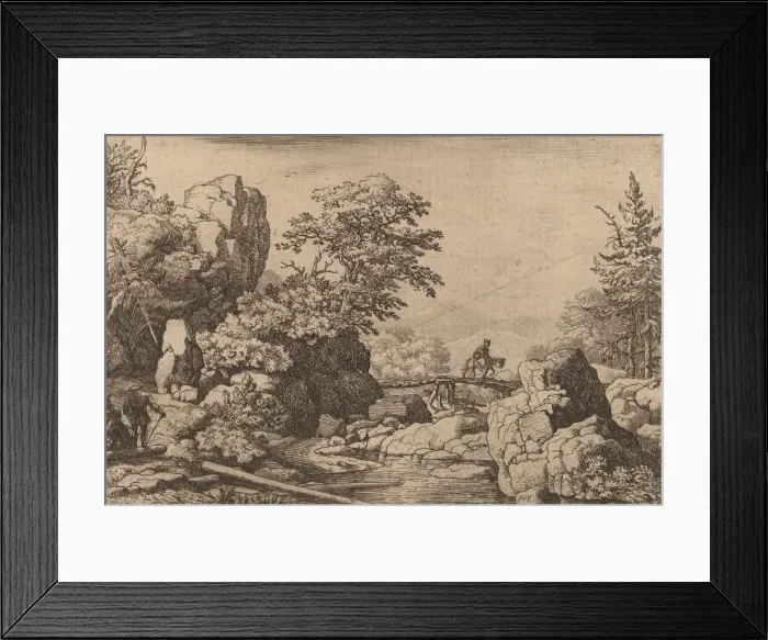 Framed Print : Horseman on a Bridge, probably c. 1645 / 1656. Creator: Allart van Everdingen Framed Print : Horseman on a Bridge, probably c. 1645 / 1656. Creator: Allart van Everdingen