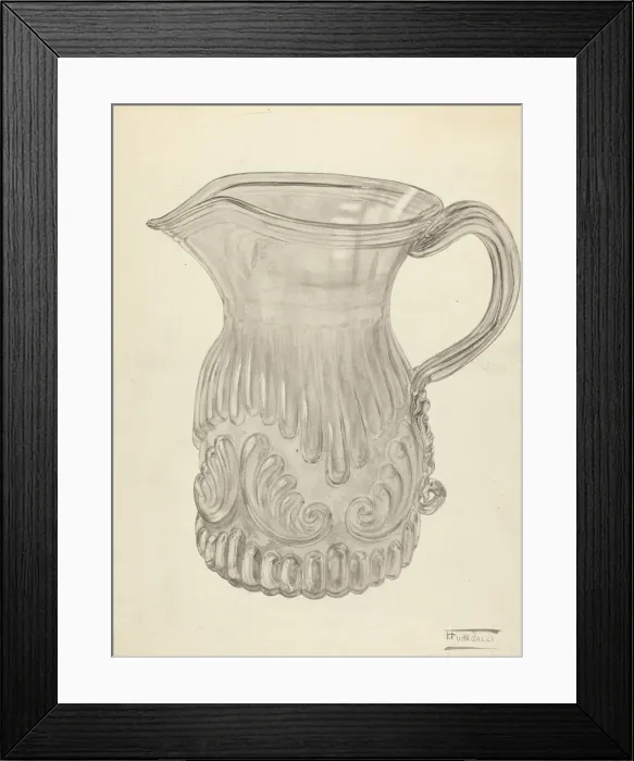 Framed Print : Blown Glass - Pitcher, c. 1940. Creator: Frank Fumagalli Framed Print : Blown Glass - Pitcher, c. 1940. Creator: Frank Fumagalli