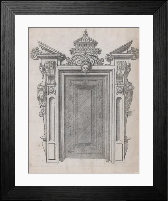 Framed Print : Design for a Door Frame, 1565-70. Creator: Jacques Androuet Du Cerceau Framed Print : Design for a Door Frame, 1565-70. Creator: Jacques Androuet Du Cerceau