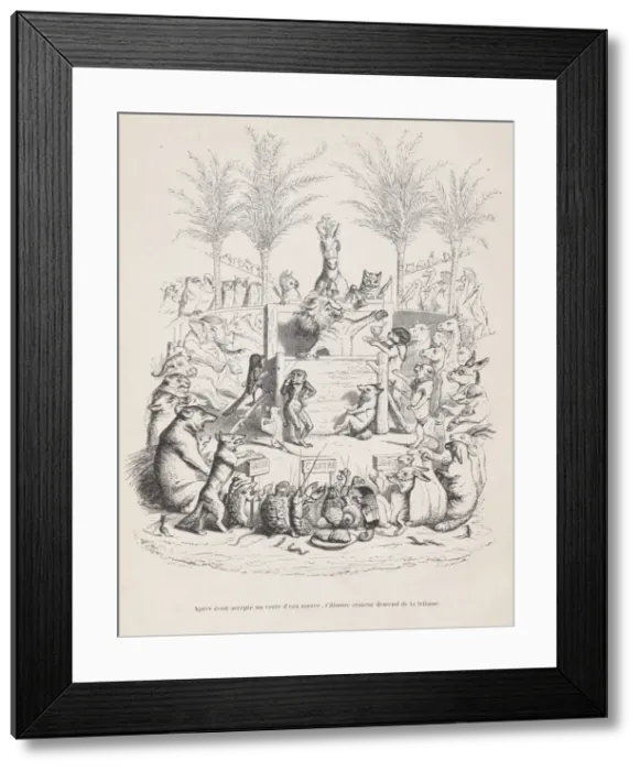 Framed Print : After accepting a glass of sweet water, the illustrious orator descends from the pl Framed Print : After accepting a glass of sweet water, the illustrious orator descends from the pl