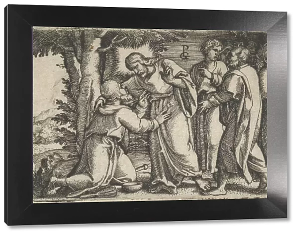 Christ Healing the Leper, from The Story of Christ, 1534-35. Creator: Georg Pencz