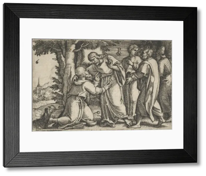Framed Print : Christ Healing the Leper, from The Story of Christ, 1534-35. Creator: Georg Pencz Framed Print : Christ Healing the Leper, from The Story of Christ, 1534-35. Creator: Georg Pencz