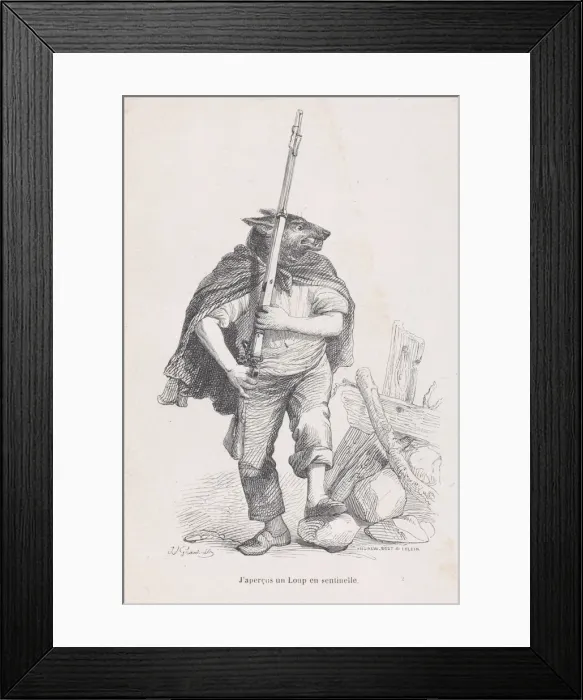 Framed Print : I saw a wolf standing guard from Scenes from the Private and Public Life of Animals Framed Print : I saw a wolf standing guard from Scenes from the Private and Public Life of Animals