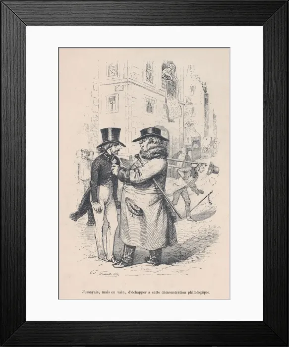 Framed Print : I tried to escape from this philological discussion. from the Little Miseries of Human Framed Print : I tried to escape from this philological discussion. from the Little Miseries of Human