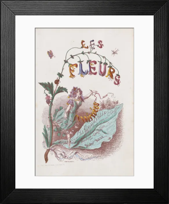 Framed Print : Les Fleurs Animees, Title Page, 1847. Creator: Jean Ignace Isidore Gerard Framed Print : Les Fleurs Animees, Title Page, 1847. Creator: Jean Ignace Isidore Gerard