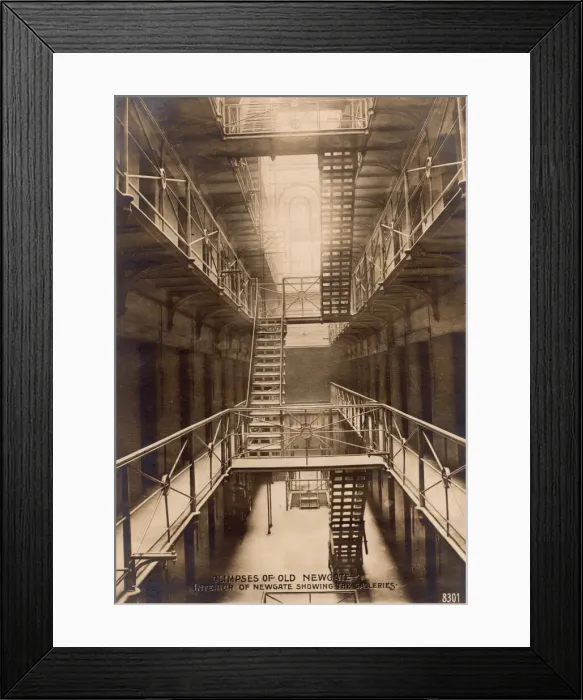 Framed Print : Glimpses of Old Newgate - Interior of Newgate showing the Galleries, c1900
