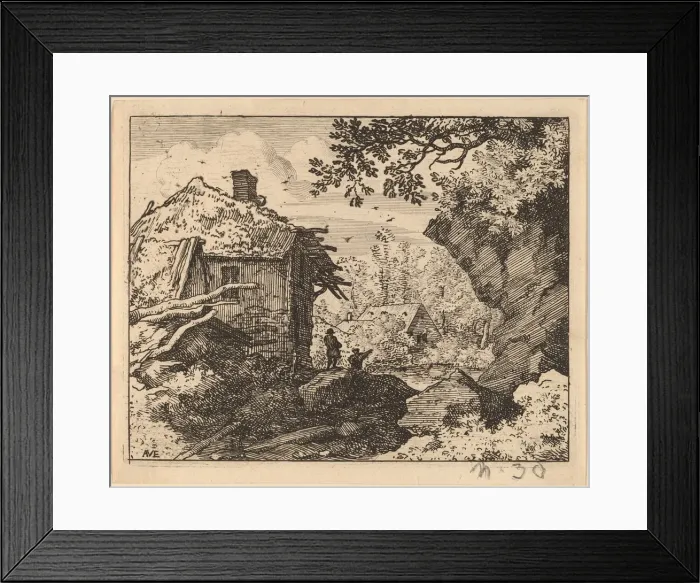 Framed Print : Straw Hut Seen from Behind, probably c. 1645 / 1656. Creator: Allart van Everdingen Framed Print : Straw Hut Seen from Behind, probably c. 1645 / 1656. Creator: Allart van Everdingen