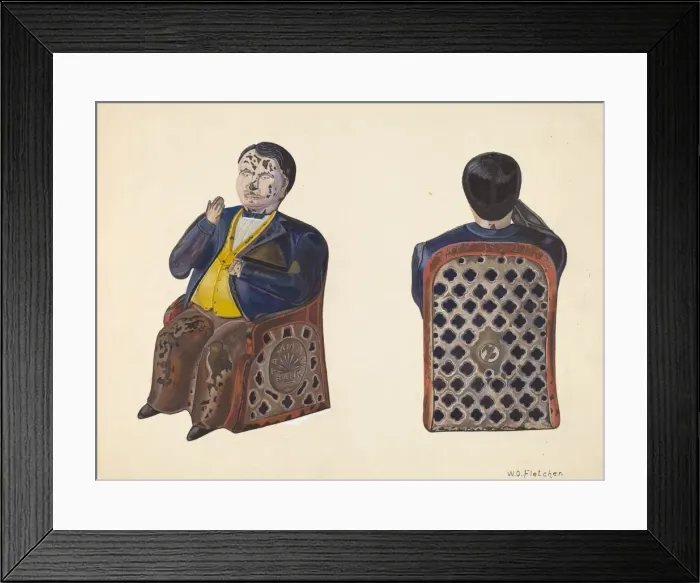 Framed Print : Tammany Toy Bank, c. 1937. Creator: William O. Fletcher Framed Print : Tammany Toy Bank, c. 1937. Creator: William O. Fletcher