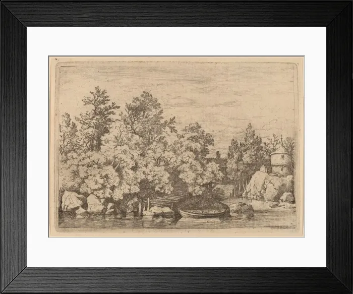 Framed Print : The Cudgel Dam and Covered Bridge, probably c. 1645 / 1656. Creator: Allart van Everdingen Framed Print : The Cudgel Dam and Covered Bridge, probably c. 1645 / 1656. Creator: Allart van Everdingen