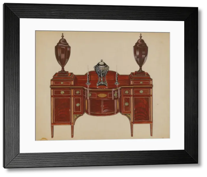 Framed Print : Sideboard (Hepplewhite), 1935 / 1942. Creator: John Dieterich Framed Print : Sideboard (Hepplewhite), 1935 / 1942. Creator: John Dieterich