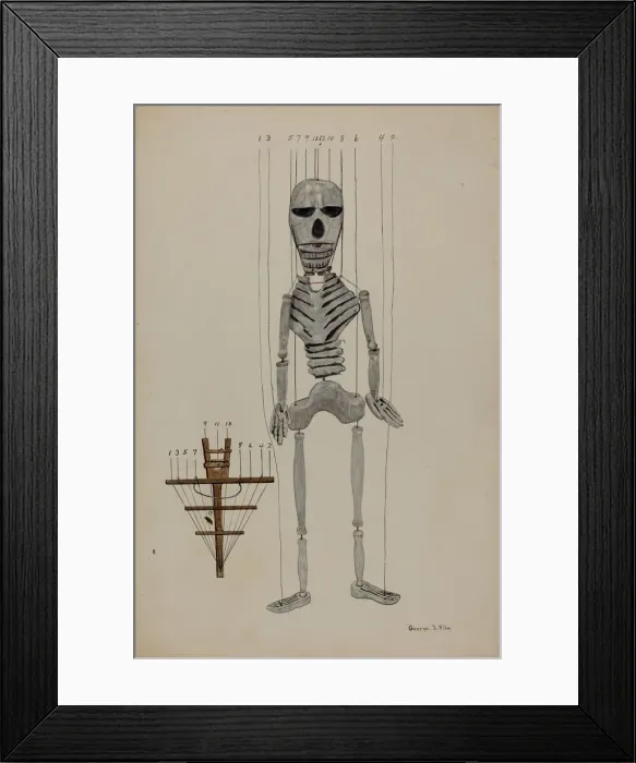 Framed Print : Skeleton Marionette, c. 1936. Creator: George File Framed Print : Skeleton Marionette, c. 1936. Creator: George File
