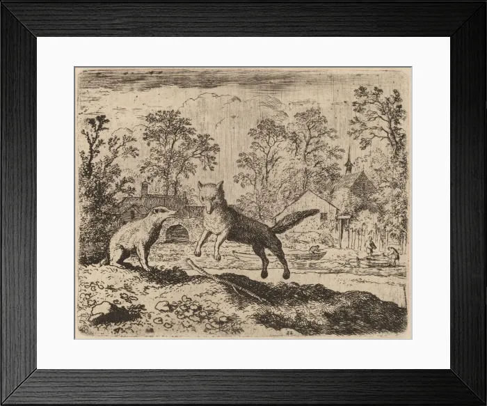 Framed Print : The Badger Imposes a Penance on Reynard, probably c. 1645 / 1656 Framed Print : The Badger Imposes a Penance on Reynard, probably c. 1645 / 1656