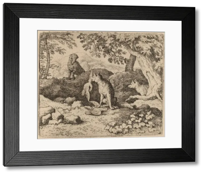 Framed Print : The Badger Goes to Warn Reynard, probably c. 1645 / 1656. Creator: Allart van Everdingen Framed Print : The Badger Goes to Warn Reynard, probably c. 1645 / 1656. Creator: Allart van Everdingen