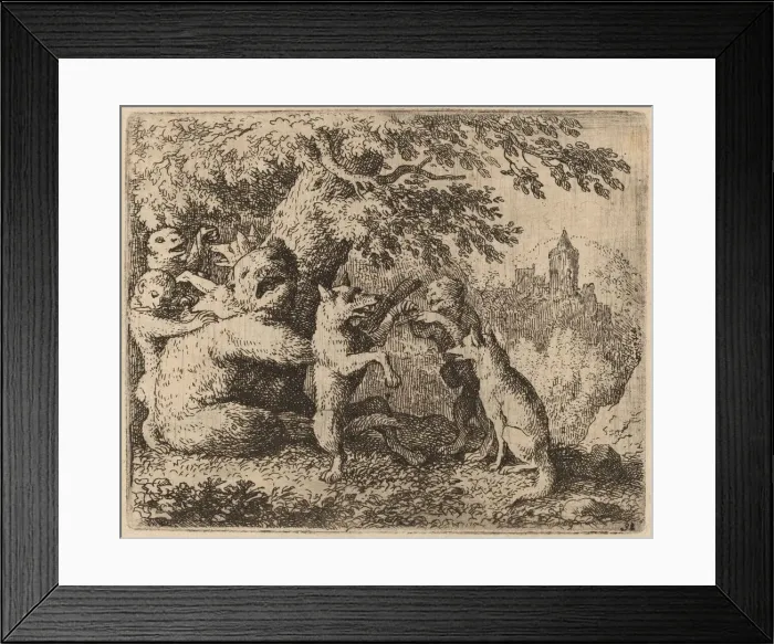 Framed Print : The Bear and the Wolf are Persecuted, probably c. 1645 / 1656 Framed Print : The Bear and the Wolf are Persecuted, probably c. 1645 / 1656