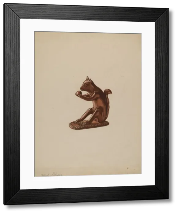 Framed Print : Squirrel Statuette, c. 1937. Creator: Yolande Delasser Framed Print : Squirrel Statuette, c. 1937. Creator: Yolande Delasser