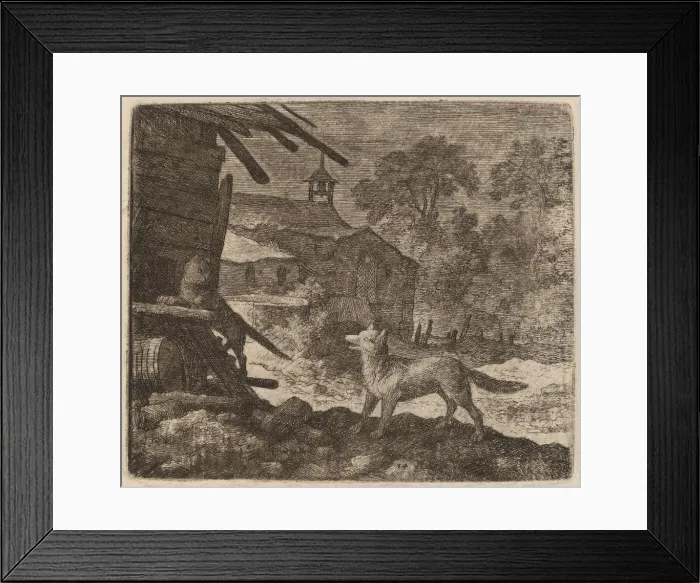 Framed Print : The Cat Enters the Barn as Reynard Looks On, probably c. 1645  /  1656