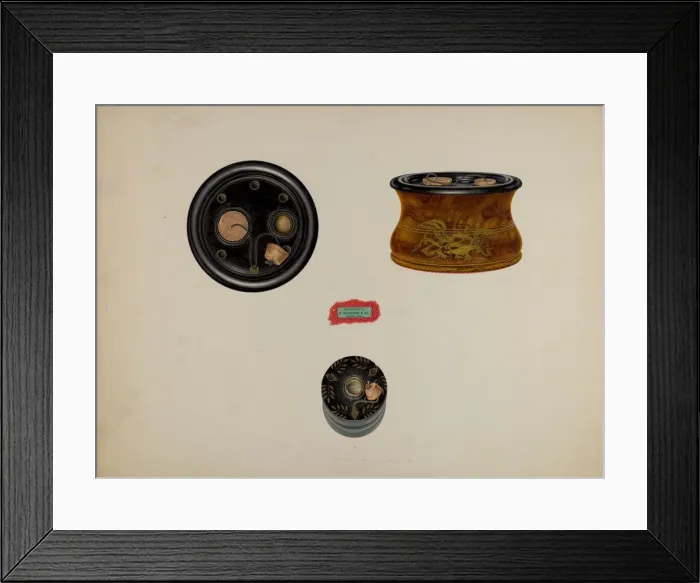Framed Print : Stencilled Inkwells, c. 1940. Creator: Lawrence Flynn Framed Print : Stencilled Inkwells, c. 1940. Creator: Lawrence Flynn