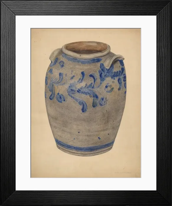 Framed Print : Stoneware Crock, 1935 / 1942. Creator: Mary Fitzgerald Framed Print : Stoneware Crock, 1935 / 1942. Creator: Mary Fitzgerald