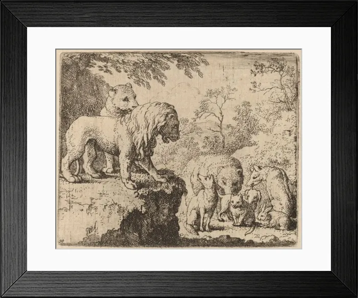 Framed Print : The Lion Pardons Reynard before the Other Animals, probably c. 1645 / 1656 Framed Print : The Lion Pardons Reynard before the Other Animals, probably c. 1645 / 1656
