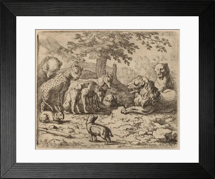 Framed Print : The Lion Seeks Advice, probably c. 1645 / 1656. Creator: Allart van Everdingen Framed Print : The Lion Seeks Advice, probably c. 1645 / 1656. Creator: Allart van Everdingen