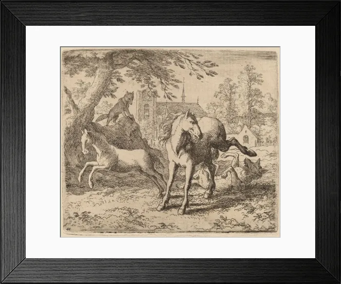 Framed Print : The Mare and the Wolf, probably c. 1645 / 1656. Creator: Allart van Everdingen Framed Print : The Mare and the Wolf, probably c. 1645 / 1656. Creator: Allart van Everdingen