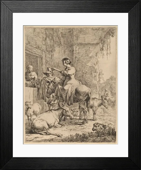 Framed Print : The Rest before the Inn. Creator: Nicolaes Berchem Framed Print : The Rest before the Inn. Creator: Nicolaes Berchem