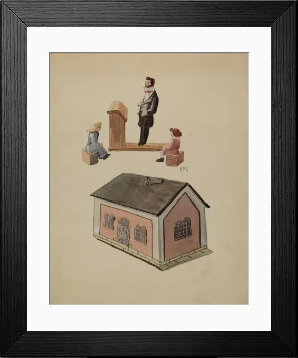 Framed Print : Toy School House, c. 1936. Creator: Raoul Du Bois Framed Print : Toy School House, c. 1936. Creator: Raoul Du Bois