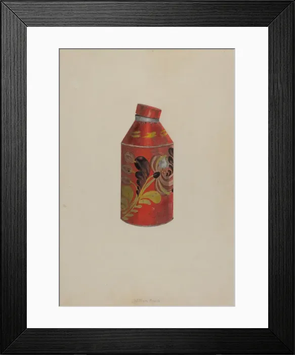 Framed Print : Toleware Tea Caddy, c. 1938. Creator: William Frank Framed Print : Toleware Tea Caddy, c. 1938. Creator: William Frank