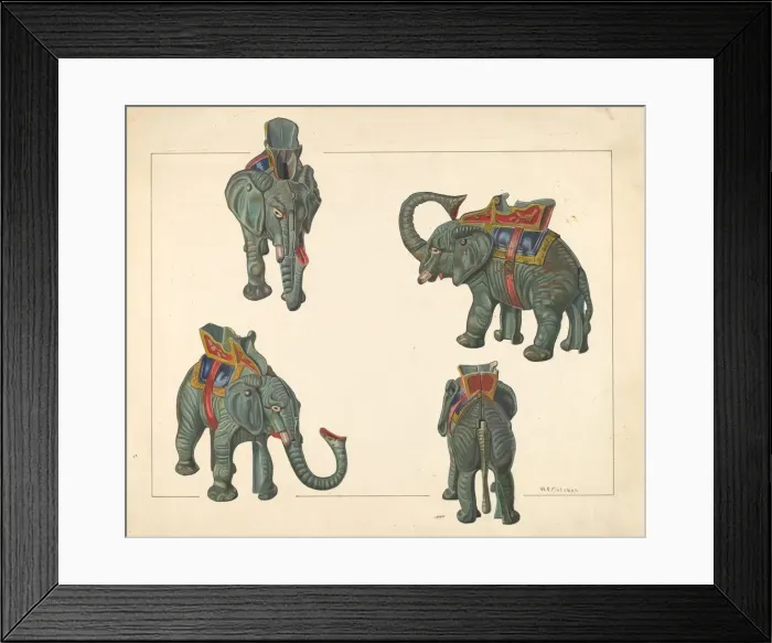 Framed Print : Toy Bank: Elephant, c. 1938. Creator: William O. Fletcher Framed Print : Toy Bank: Elephant, c. 1938. Creator: William O. Fletcher