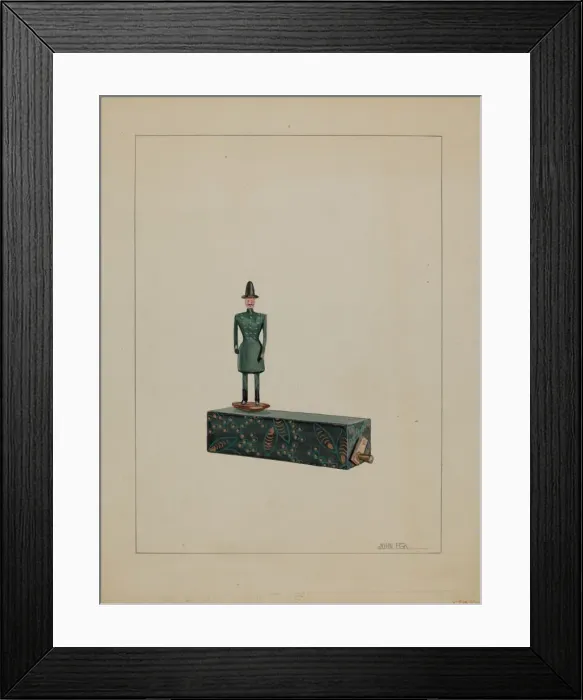 Framed Print : Toy - Man on Music Box, c. 1936. Creator: John Fisk Framed Print : Toy - Man on Music Box, c. 1936. Creator: John Fisk