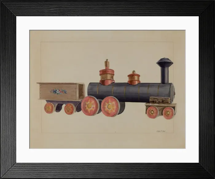 Framed Print : Toy Locomotive, c. 1936. Creator: John Fisk Framed Print : Toy Locomotive, c. 1936. Creator: John Fisk