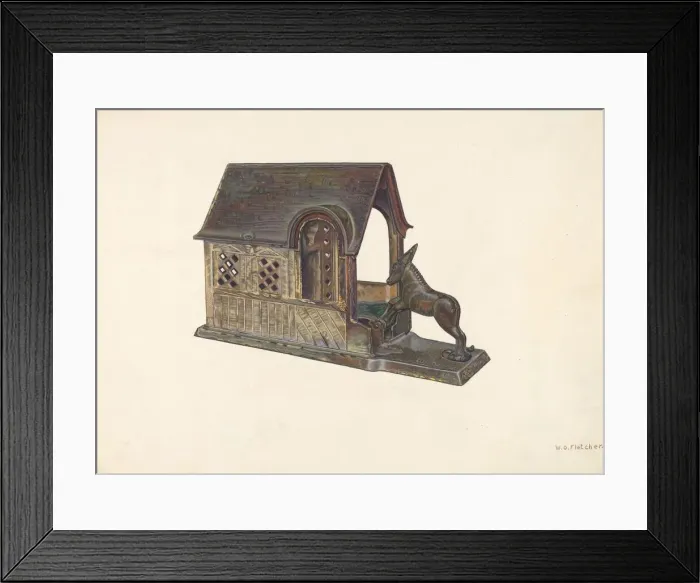 Framed Print : Toy Bank, c. 1940. Creator: William O. Fletcher Framed Print : Toy Bank, c. 1940. Creator: William O. Fletcher