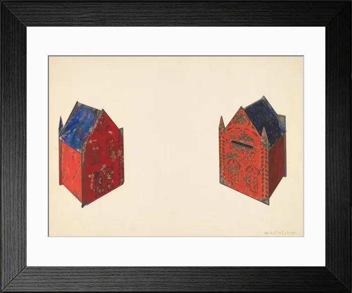 Framed Print : Toy Bank: Waste Not - Want Not, c. 1938. Creator: William O. Fletcher Framed Print : Toy Bank: Waste Not - Want Not, c. 1938. Creator: William O. Fletcher