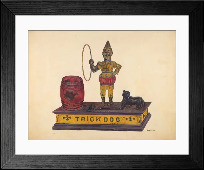 Framed Print : Toy Bank: Trick Dog, c. 1937. Creator: George File Framed Print : Toy Bank: Trick Dog, c. 1937. Creator: George File