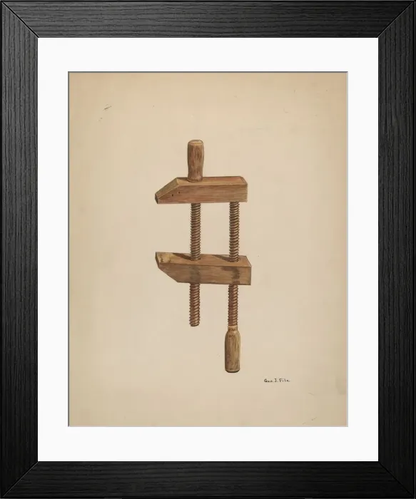 Framed Print : Walnut Screw Clamp, c. 1937. Creator: George File Framed Print : Walnut Screw Clamp, c. 1937. Creator: George File