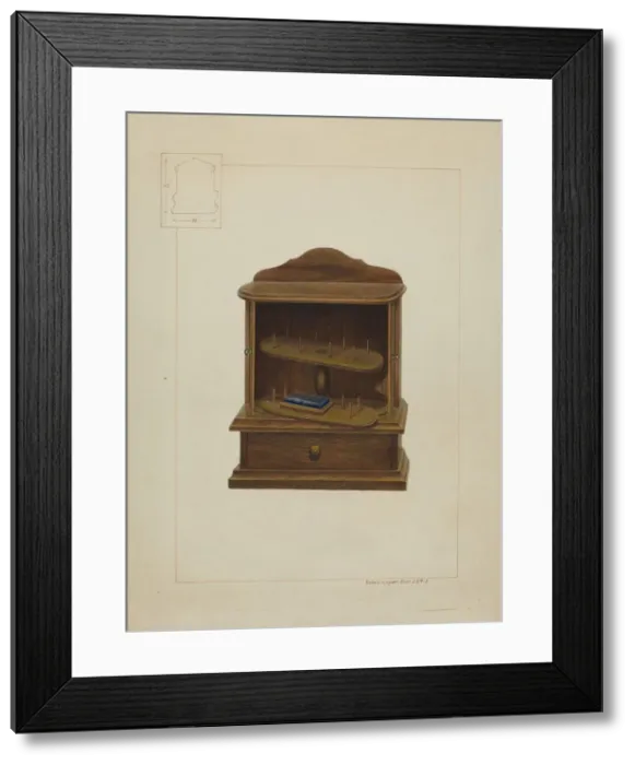 Framed Print : Walnut Spool Cabinet, c. 1938. Creator: Edward L Loper Framed Print : Walnut Spool Cabinet, c. 1938. Creator: Edward L Loper