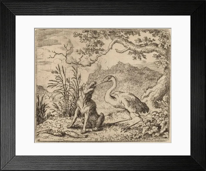 Framed Print : The Wolf and the Crane, probably c. 1645 / 1656. Creator: Allart van Everdingen Framed Print : The Wolf and the Crane, probably c. 1645 / 1656. Creator: Allart van Everdingen