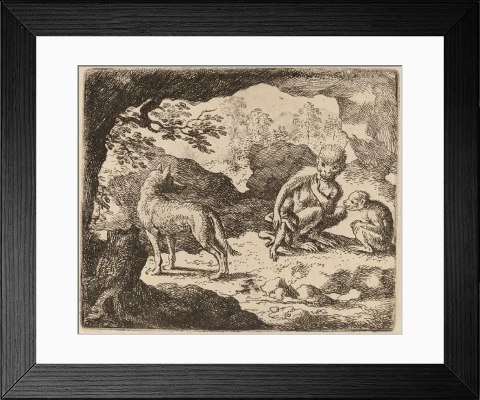 Framed Print : The Wolf and the Monkeys, probably c. 1645 / 1656. Creator: Allart van Everdingen Framed Print : The Wolf and the Monkeys, probably c. 1645 / 1656. Creator: Allart van Everdingen