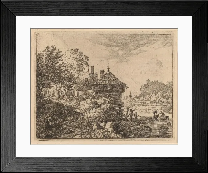 Framed Print : Two Boats Approaching a Hut, probably c. 1645 / 1656. Creator: Allart van Everdingen Framed Print : Two Boats Approaching a Hut, probably c. 1645 / 1656. Creator: Allart van Everdingen