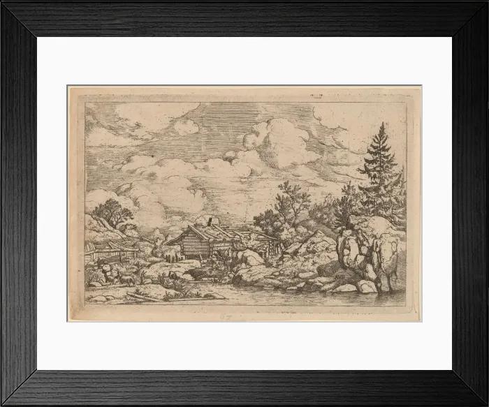 Framed Print : Three Goats at the River, probably c. 1645 / 1656. Creator: Allart van Everdingen Framed Print : Three Goats at the River, probably c. 1645 / 1656. Creator: Allart van Everdingen