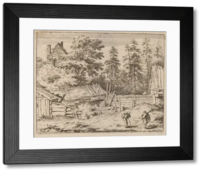 Framed Print : Three Cottages, probably c. 1645 / 1656. Creator: Allart van Everdingen Framed Print : Three Cottages, probably c. 1645 / 1656. Creator: Allart van Everdingen